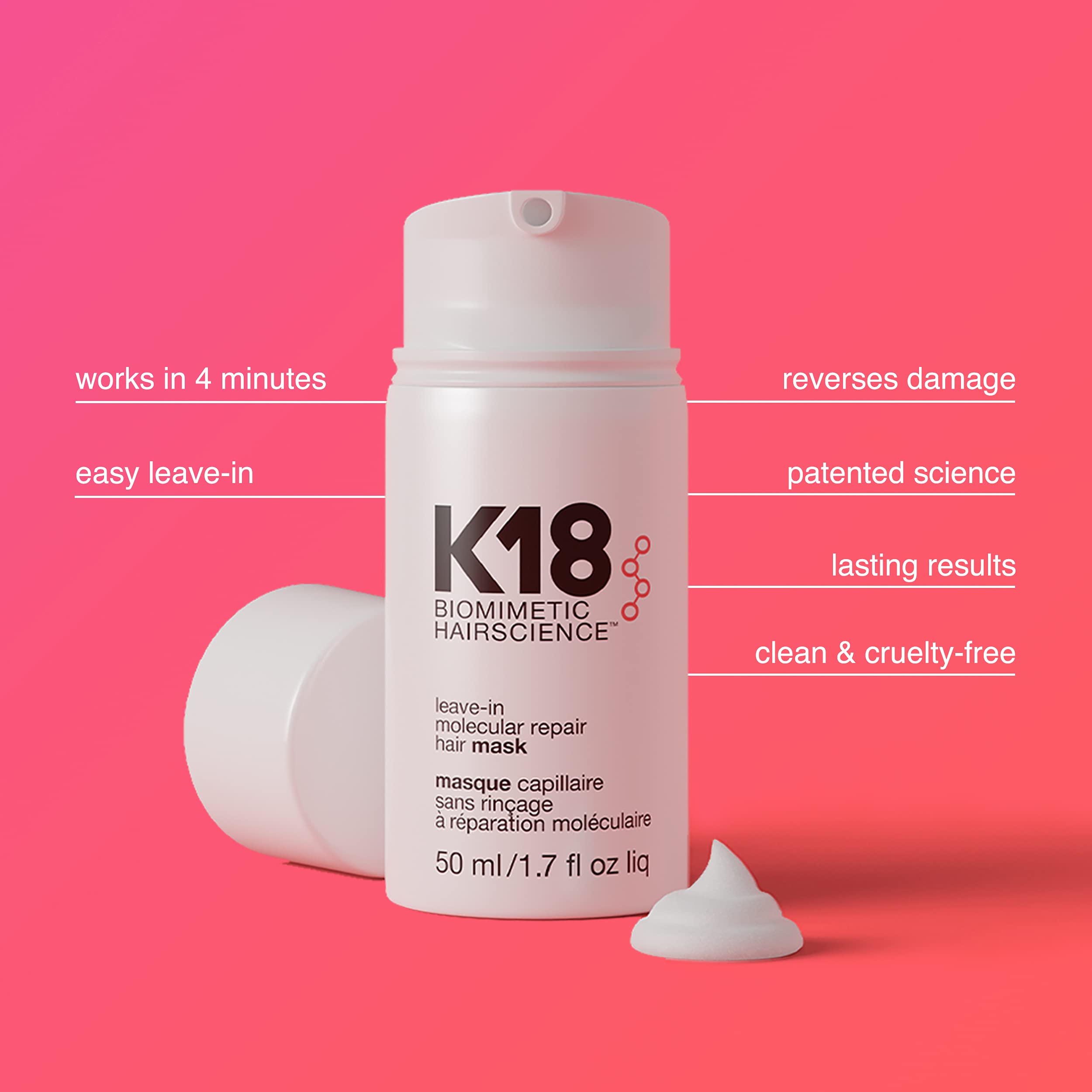 K18 Repair Bundle - Leave-In Repair Hair Mask, 4-Minute Speed Treatment (50ml) & Weightless Strengthening Hair Oil (30ml) | Damaged Hair Treatment for Dry, Brittle Hair | At-Home Salon Quality Hair Care for Women & Men