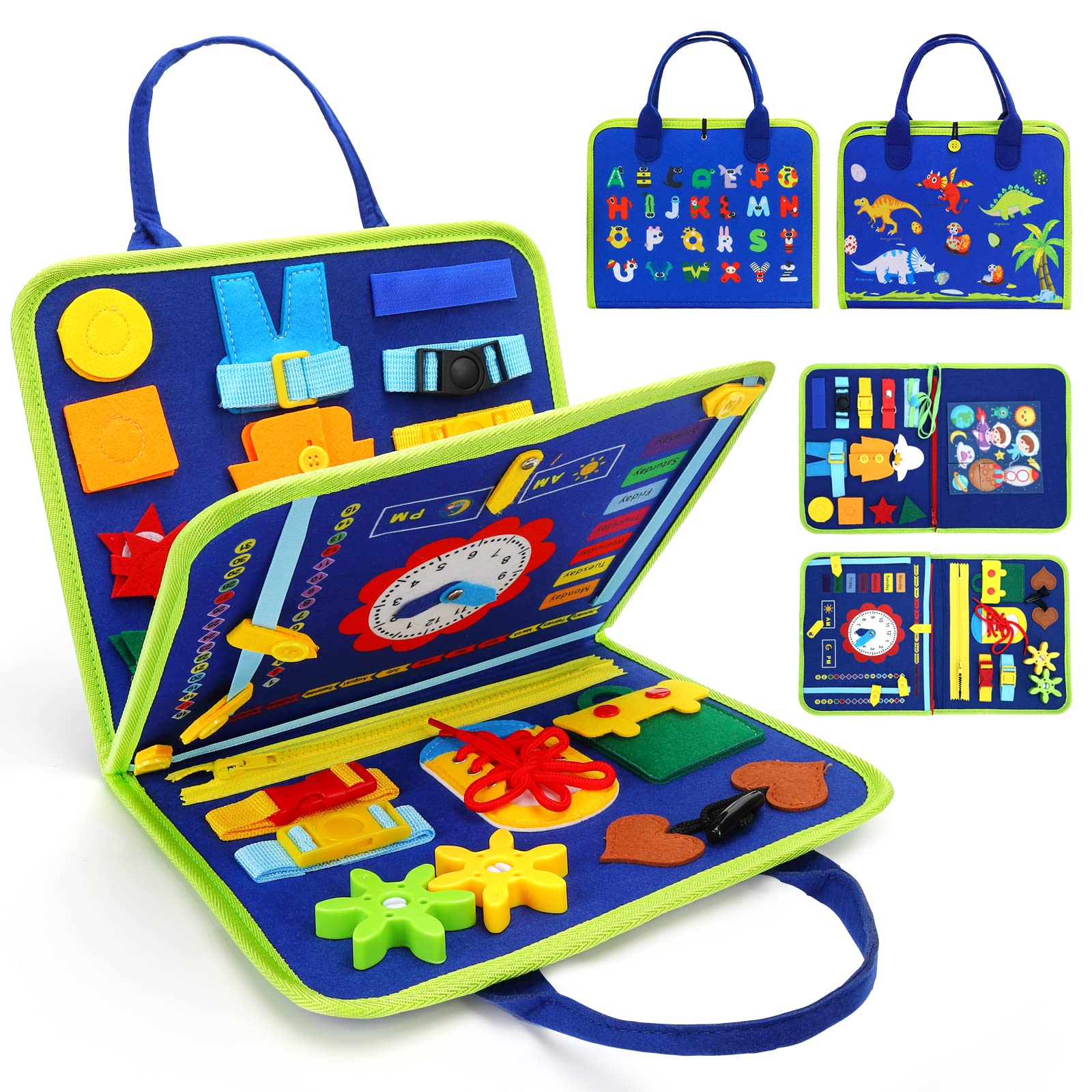 Sensory Baby Book & Busy Board - Fine Motor Skills Toys for 1-4 Year Old Boys | Travel & Learning Games