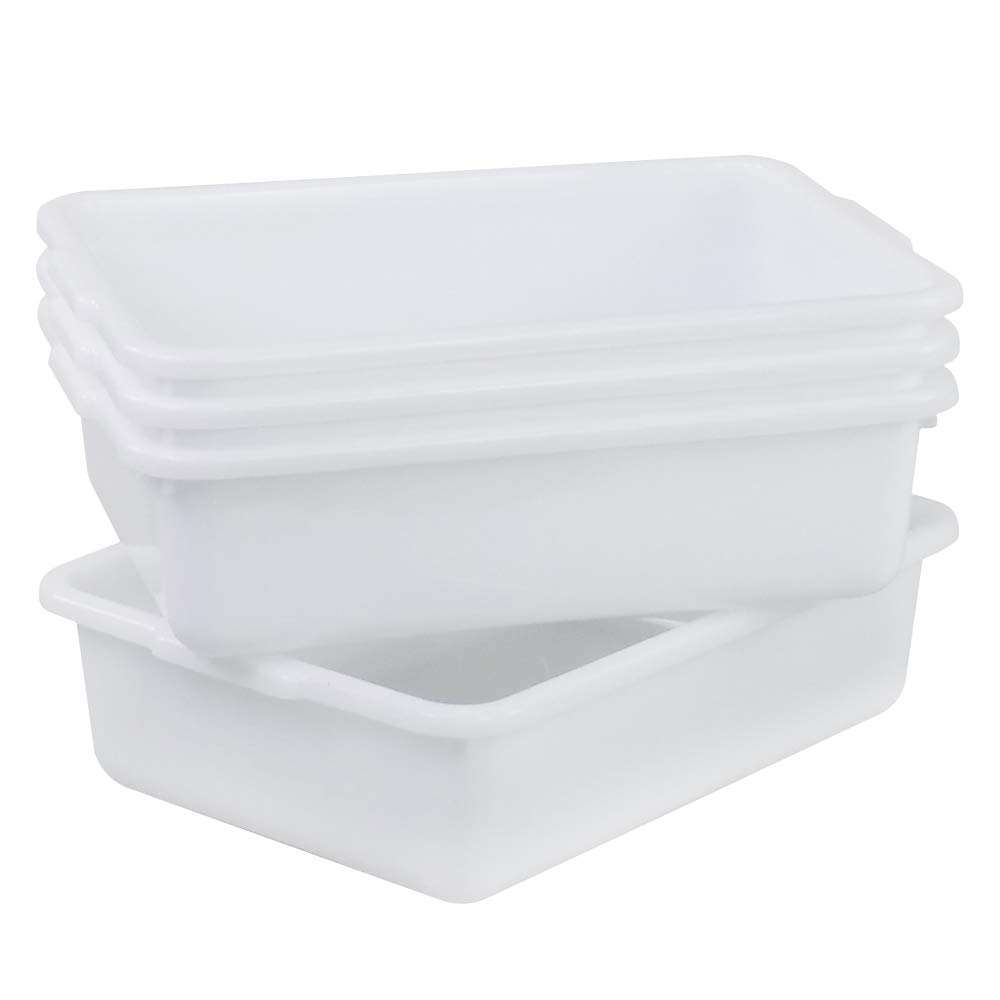 Commercial Small Bus Tubs Set of 4 - 8 Liter Plastic Wash Basins for Restaurants, Kitchens & Food Service | Durable Dishwashing & Food Prep Containers