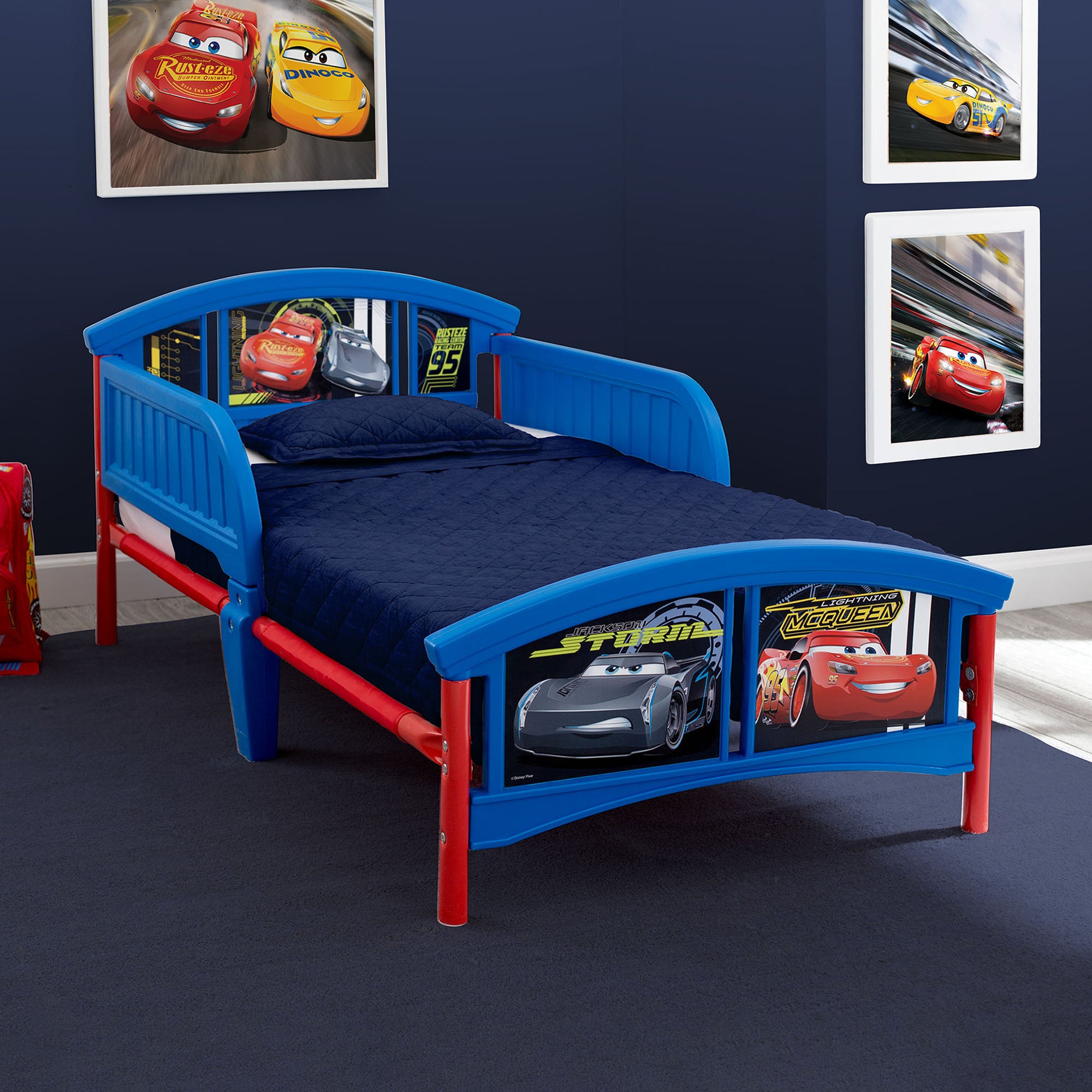 Safe & Durable Plastic Toddler Car Bed for Kids - Fun Race Car Design for Boys & Girls Bedroom, Playroom or Nursery Decor