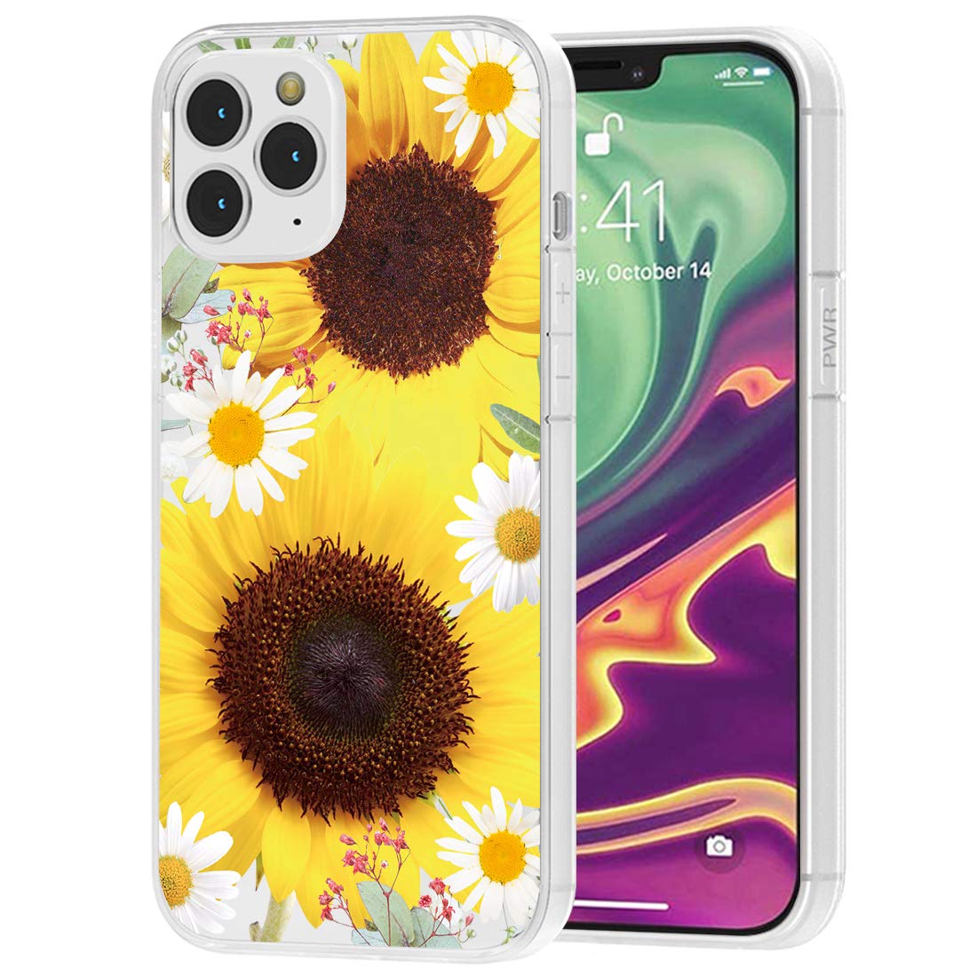 iPhone 12 Pro Case 6.1 Inch - Clear Floral Design Shockproof Protective Cover with Screen Protection | Perfect for Everyday Use, Travel & Outdoor Activities