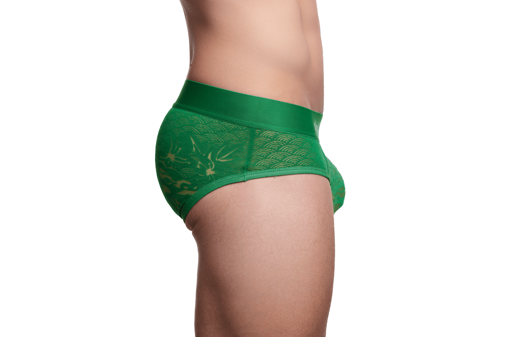 Dragon Burnout Green Brief - Soft & Comfortable Men's Underwear for Daily Wear, Workout, and Lounge