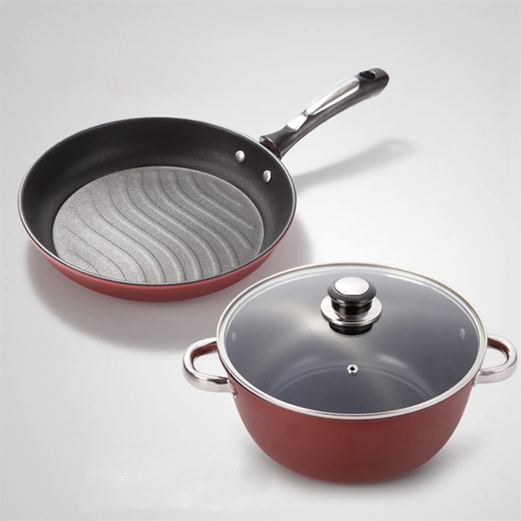 Non-Stick Cookware Set - 2-Piece Induction Compatible Pot & Frying Pan for Home Kitchen | Milk Boiling, Frying, Sauteing | Universal for Gas, Electric & Induction Stoves (Color: A) - Perfect for Everyday Cooking, Meal Prep & Family Dinners