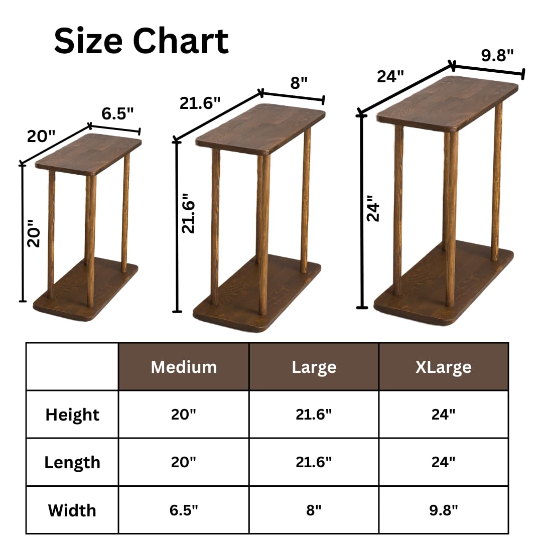 Solid Wood Rectangular Narrow Side Table - Dark Walnut Finish, Large Size | Skinny Bedside Table, Small End Table for Living Room, Bedroom & Office Use