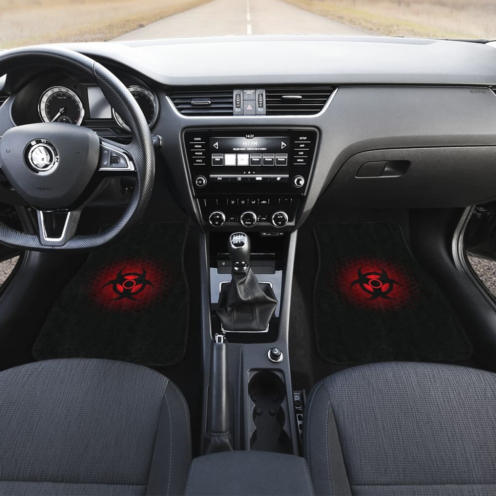 Premium Red Alert Biohazard Car Floor Mats - Non-Slip, Waterproof & Custom Fit for Most Vehicles | Perfect for Emergency Vehicles, Police Cars & Themed Rides