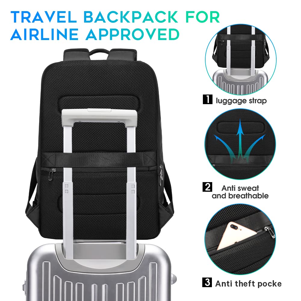 BANGE Waterproof Business Laptop Backpack for Men & Women - Durable 15.6 Inch Commuter Backpack with USB Charging Port - Perfect for Office, Travel, College & Daily Use