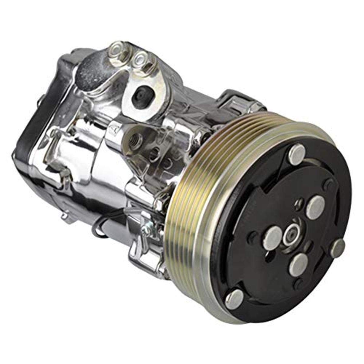 Sanden SD-7 BSP Air Conditioning Compressor with 7-Rib Serpentine Pulley - High-Performance Polished AC Compressor for Tru Trac Systems - Perfect for Automotive AC Repair & Replacement in Trucks, SUVs, and Classic Cars