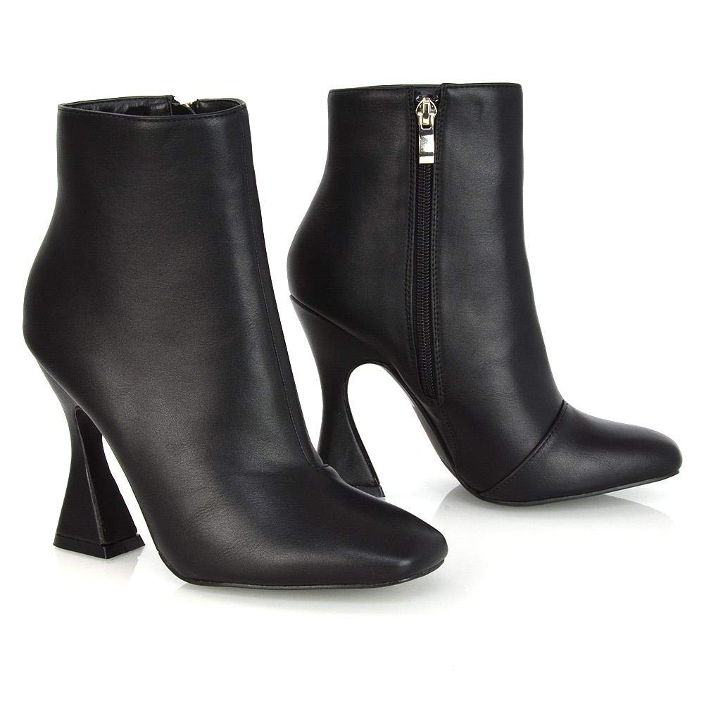 Women's Square Toe Ankle Boots with Zip - Stylish High Heel Booties for Casual, Party & Office Wear - Comfortable Ladies Fashion Shoes for Night Out, Dating & Work