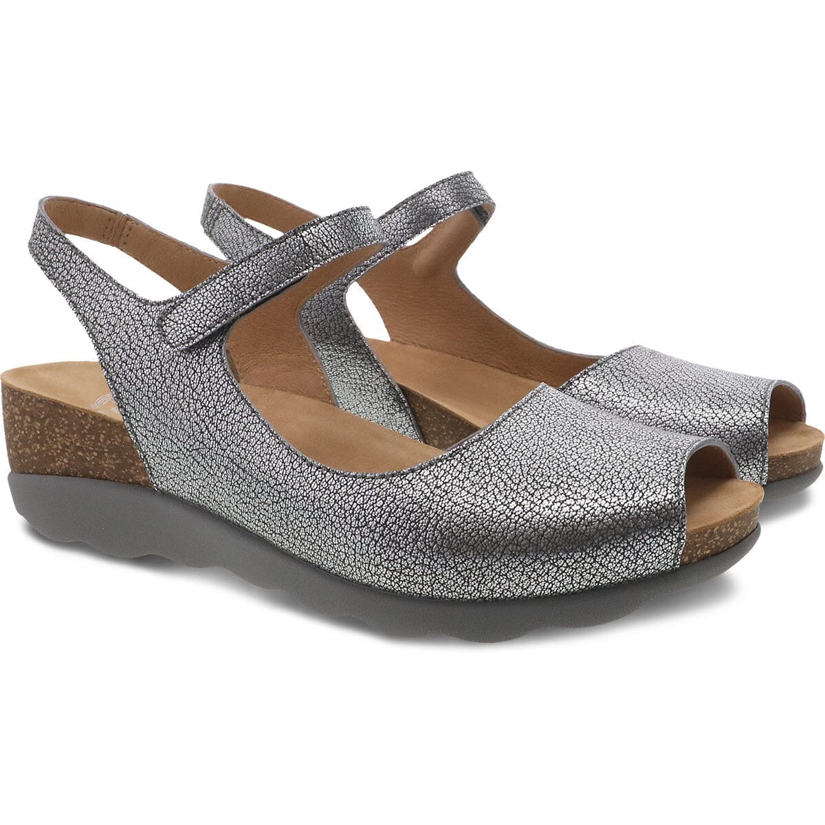 DANSKO MARCY Women's Comfort Shoes in Pewter Metallic Leather - Final Sale | Slip-Resistant Work Shoes for Nurses, Teachers & Professionals