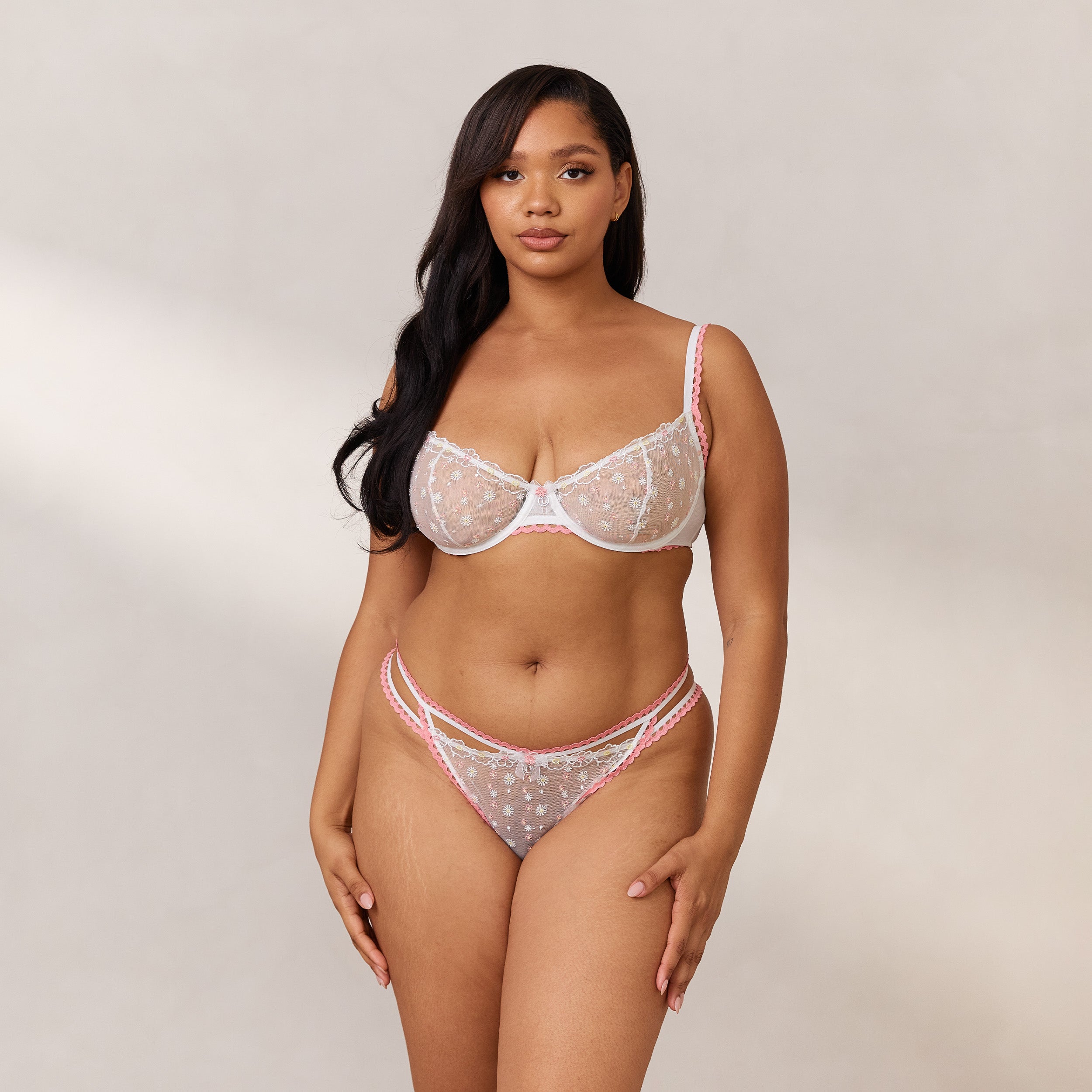 Daisy Embroidered Balcony Bra for Women - Comfortable Lace Underwire Push Up Bra in White | Perfect for Everyday Wear, Date Nights & Special Occasions