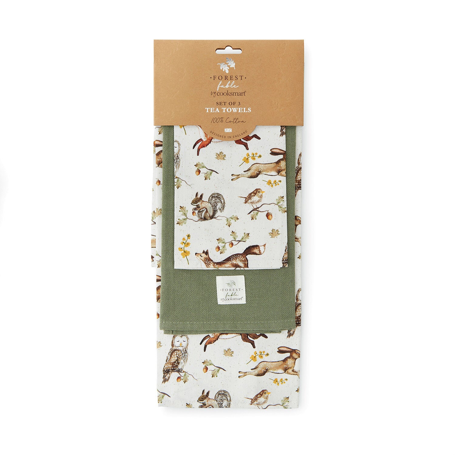 Forest Fable 3-Pack Premium Cotton Tea Towels - Soft & Absorbent Kitchen Towels for Drying Dishes, Decor, and Gift Giving