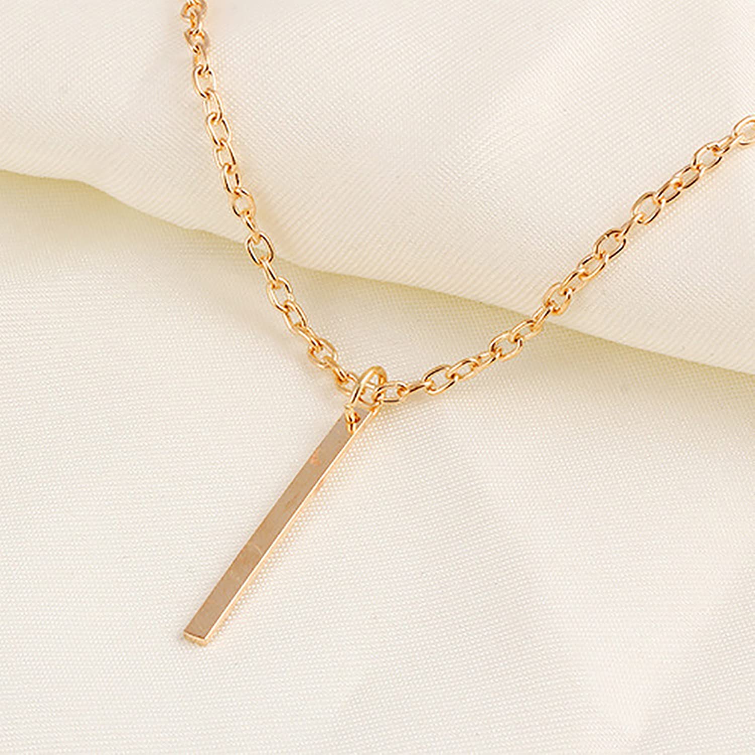 Minimalist Vertical Bar Pendant Necklace & Earrings Set for Women - Long Chain Dangle Earrings - Perfect for Office, Date Night & Special Occasions