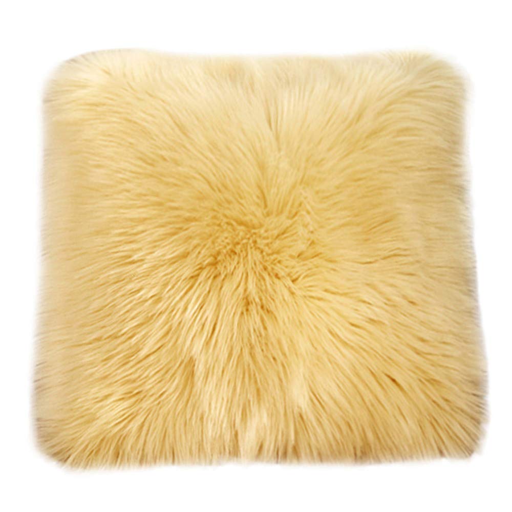 Soft Plush Furry Cushion Cover - 22x22 Inch Cozy Throw Pillow Case for Sofa, Bed & Home Decor - Plaid Pattern Pillow Cover (One Size, Faux Fur) - Perfect for Living Room, Bedroom & Dorm Comfort