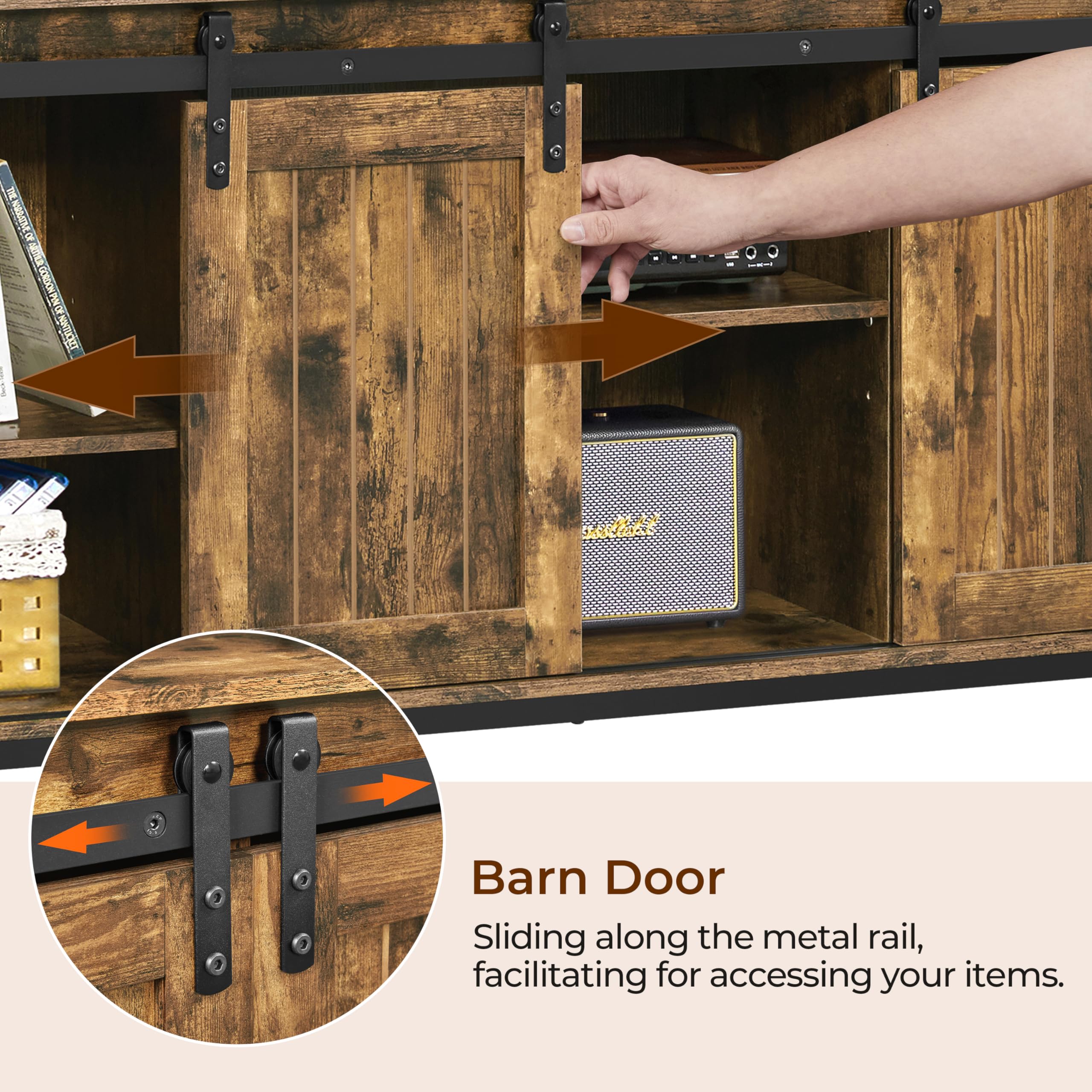 Yaheetech 47 Inch Farmhouse TV Stand with Barn Doors & Adjustable Shelves - Entertainment Center for 55 Inch TVs, Storage Cabinet for Living Room - Perfect for Home Theater Setup & Farmhouse Decor