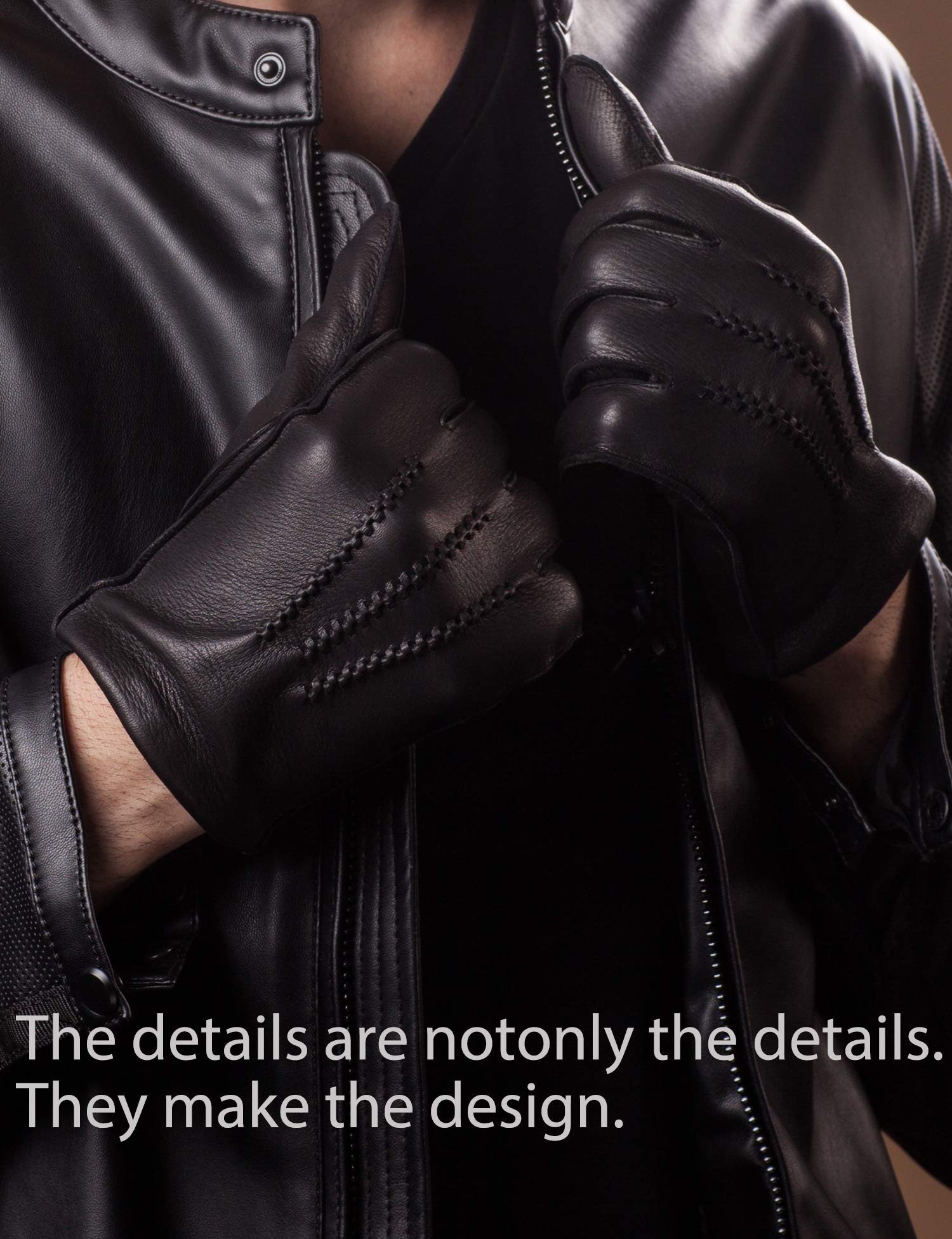 Premium YISEVEN Men's Deerskin Leather Dress Gloves - Hand-Sewn Luxury Gloves for Formal Events, Business Meetings & Winter Weddings
