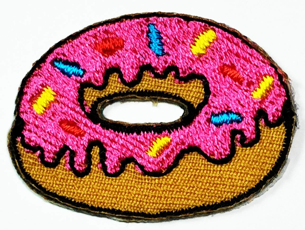 Mini Doughnut Pink Strawberry Donut Iron-On Patch - Cute Cartoon Embroidered Applique for Kids Clothes (Pants, Jackets, Polo Shirts) & Accessories (Hats, Backpacks) - Fun DIY Sewing Crafts for School, Parties & Fashion Upcycling