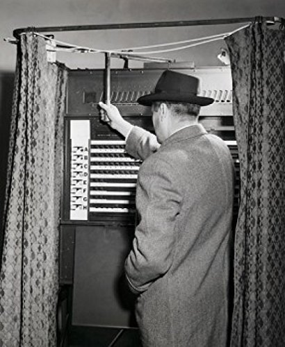 Senior Man Standing in Voting Booth - Rear View Poster Print (24x36 inches) - Perfect for Election Campaigns, Political Offices & Civic Education