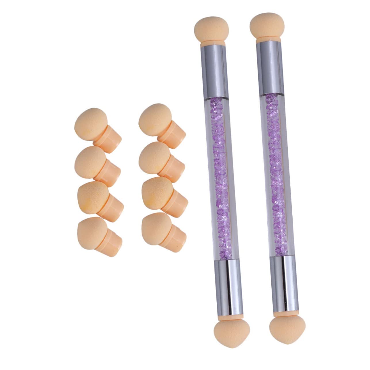 FOMIYES 2 Sets French Nail Art Sponge Pen - Dual Head Nail Brush for Rhinestones & Detailing | Manicure Tool for Nail Coloring & Design | Perfect for DIY Nail Art, Salon Professionals & Home Use