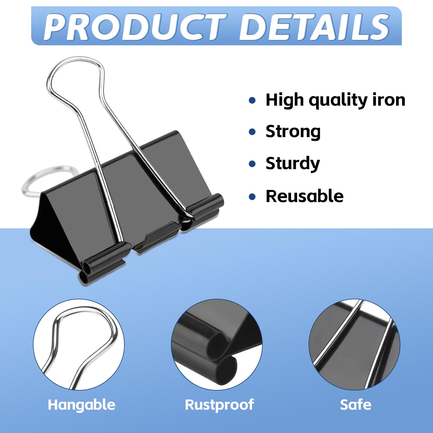 124-Pack Small Black Binder Clips 0.75 Inch - Mini Paper Clips for Office Documents, School Projects, Crafting & Organizing Papers