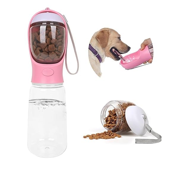 Brelvik 2-in-1 Leakproof Dog Water Bottle with Food Container - Perfect for Walking, Hiking & Travel