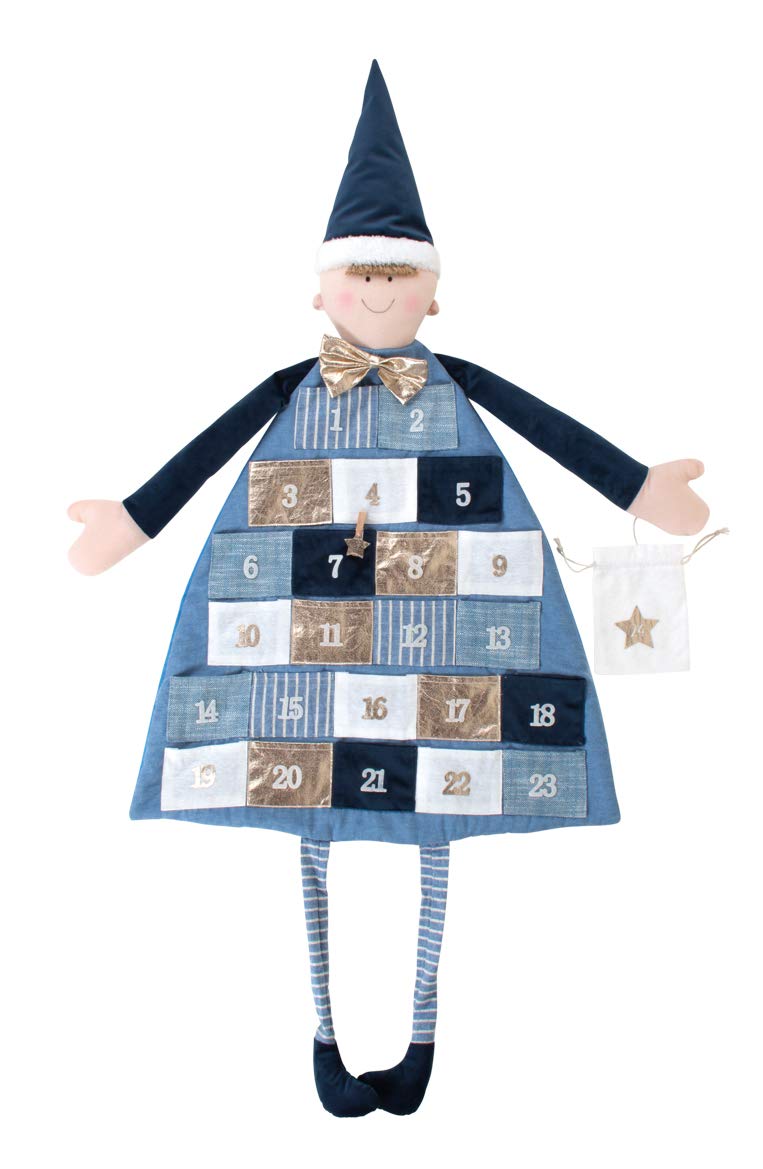 Rayher Hanging Advent Calendar - 46.5x21 Inch Large Christmas Countdown Calendar in Royal Blue - Perfect for Holiday Home Decor & Gift Giving