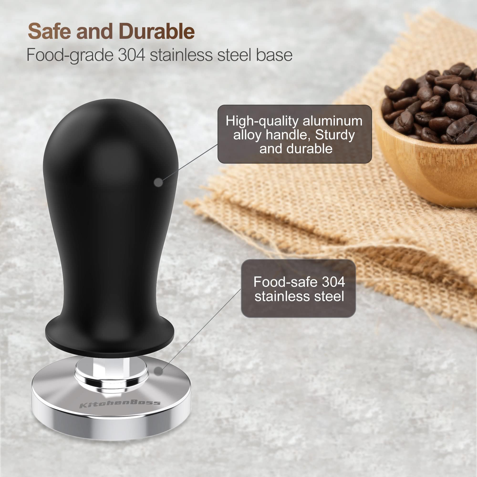 53mm Espresso Calibrated Tamper - Premium Coffee Spring Loaded Tamper with Pressure Gauge | Weighted Espresso Hand Tamper for Perfect Coffee Grounds | Ideal for Home Baristas & Coffee Shops