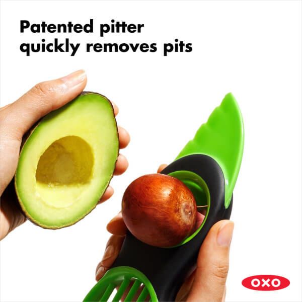 OXO 3-in-1 Avocado Slicer - Stainless Steel Blade, Easy Grip Handle - Perfect for Guacamole, Salads & Healthy Snacks