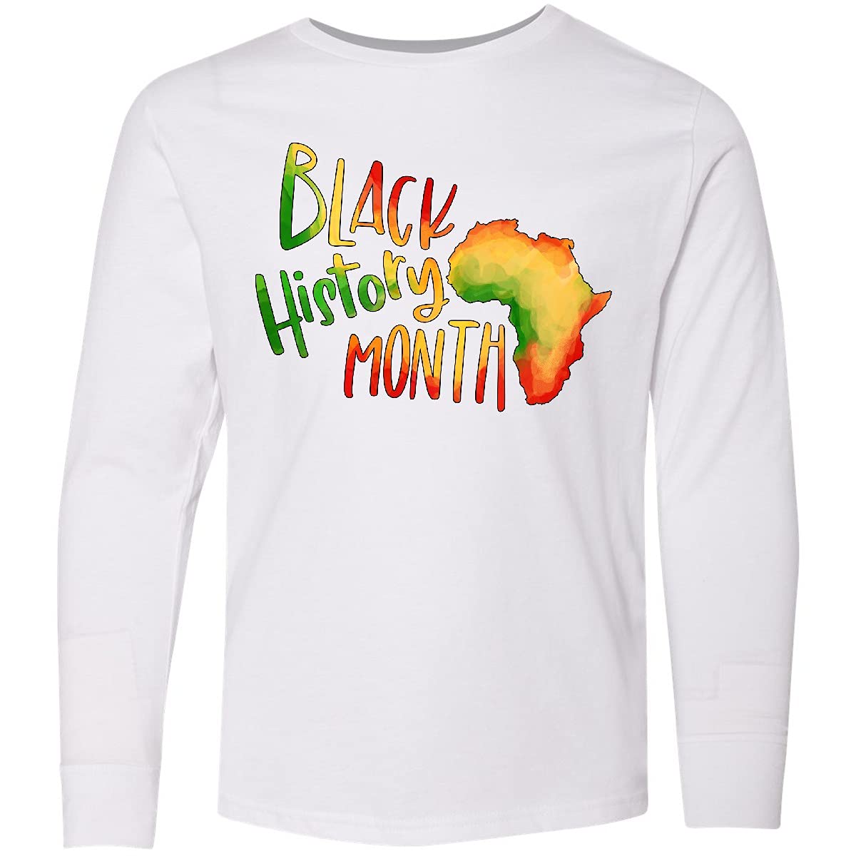 Inktastic Black History Month Africa Red Yellow Youth Long Sleeve T-Shirt - Celebrate Heritage & Pride for School, Events & Everyday Wear