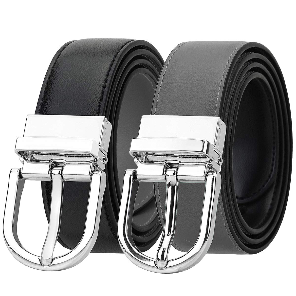 Falari Reversible Genuine Leather Belt for Women & Kids - 2 Colors in 1 Belt with Single Prong Buckle - Perfect for Casual, Office & Everyday Wear