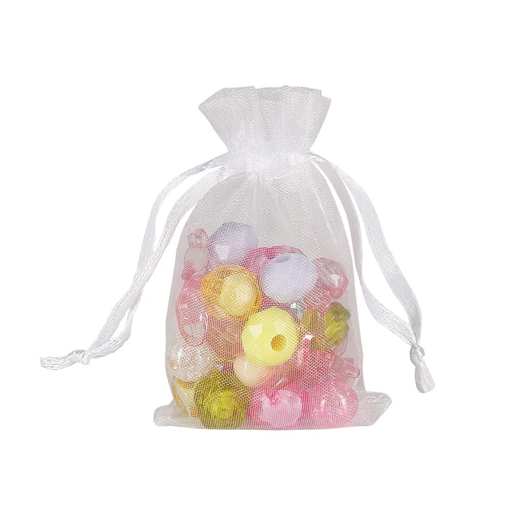 Mini Organza Bags 100PCS 2x3 Inch White Jewelry Pouches for Wedding Gifts & Party Favors