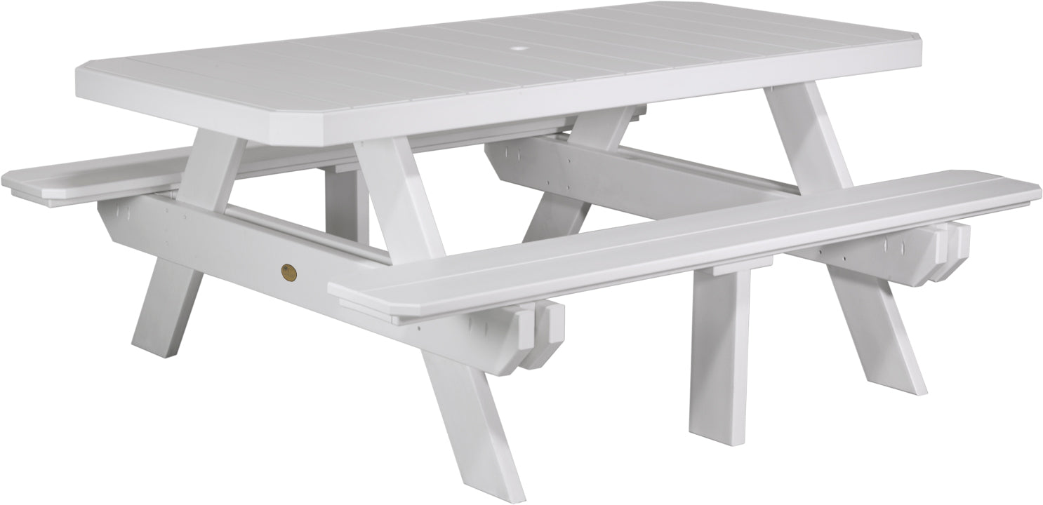 LuxCraft 6-Foot Rectangular Picnic Table - Outdoor Dining & Backyard Furniture for Patio, Garden, and Park Gatherings