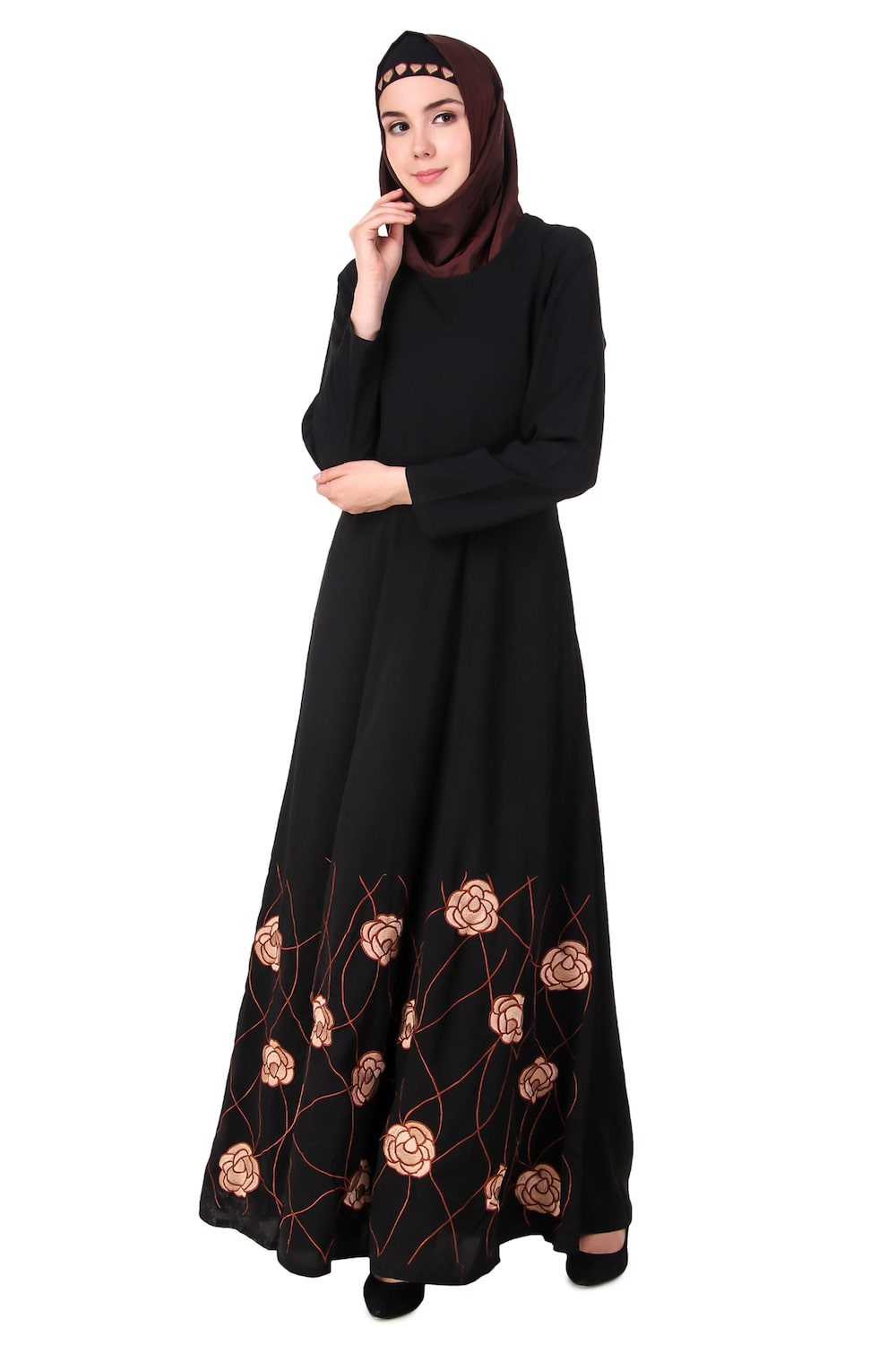 Elegant Heavy Floral Embroidered Anarkali Abaya Dress for Women - Perfect for Eid, Weddings & Special Occasions