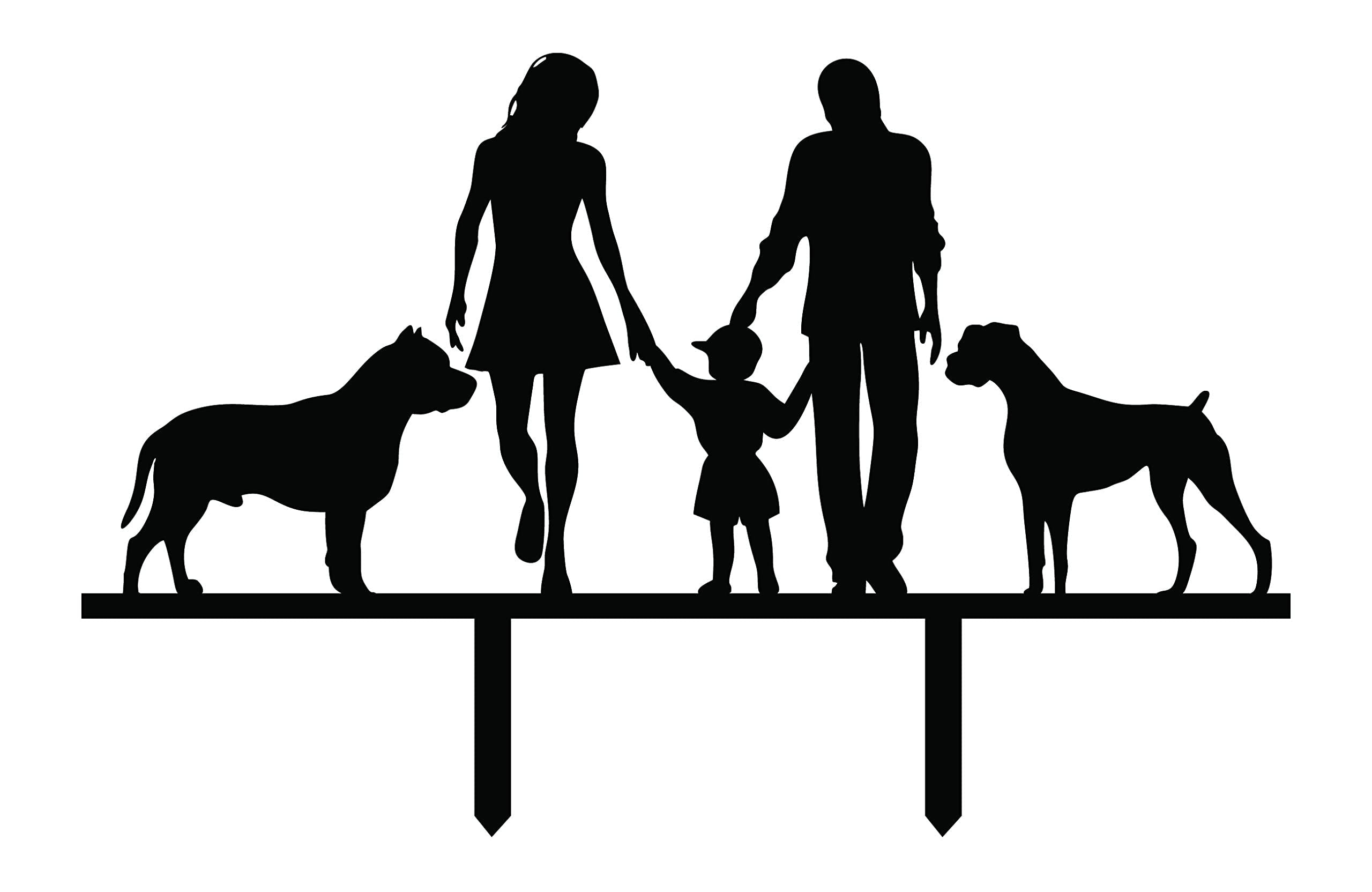 Custom Wedding Cake Topper with Family Silhouette - Bride, Groom, Child & Pets - 6-7 Inch Wide Personalized Cake Decoration - Perfect for Weddings, Anniversaries & Family Celebrations