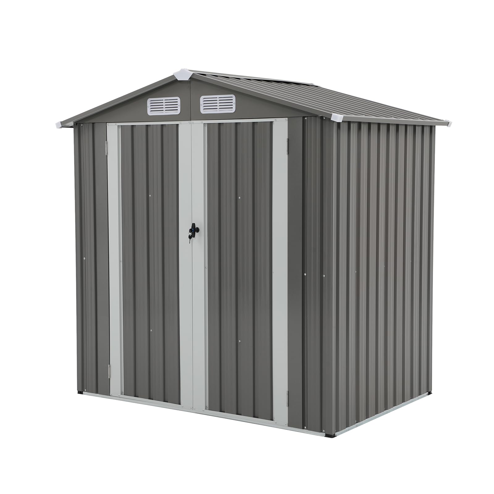 Verano Garden 6x4 FT Outdoor Storage Shed | Galvanized Steel Metal Tool Shed with Double Lockable Doors | Weather-Resistant Backyard, Patio & Lawn Storage Solution for Gardening Tools, Equipment & Supplies