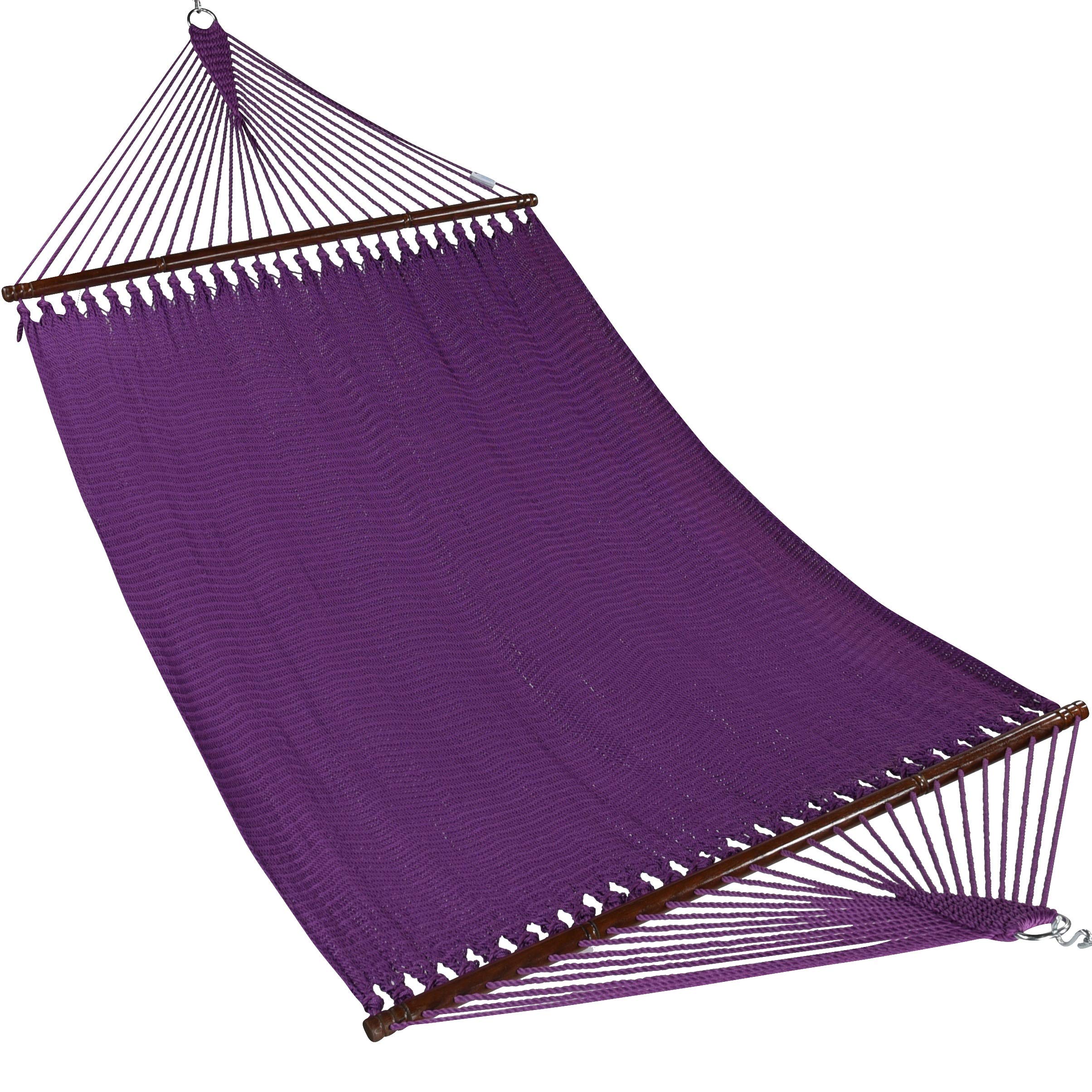Jumbo Caribbean Hammock - 55 Inch Extra Wide - Soft-Spun Polyester Fabric - Purple Outdoor Hammock for Backyard, Beach & Camping Relaxation