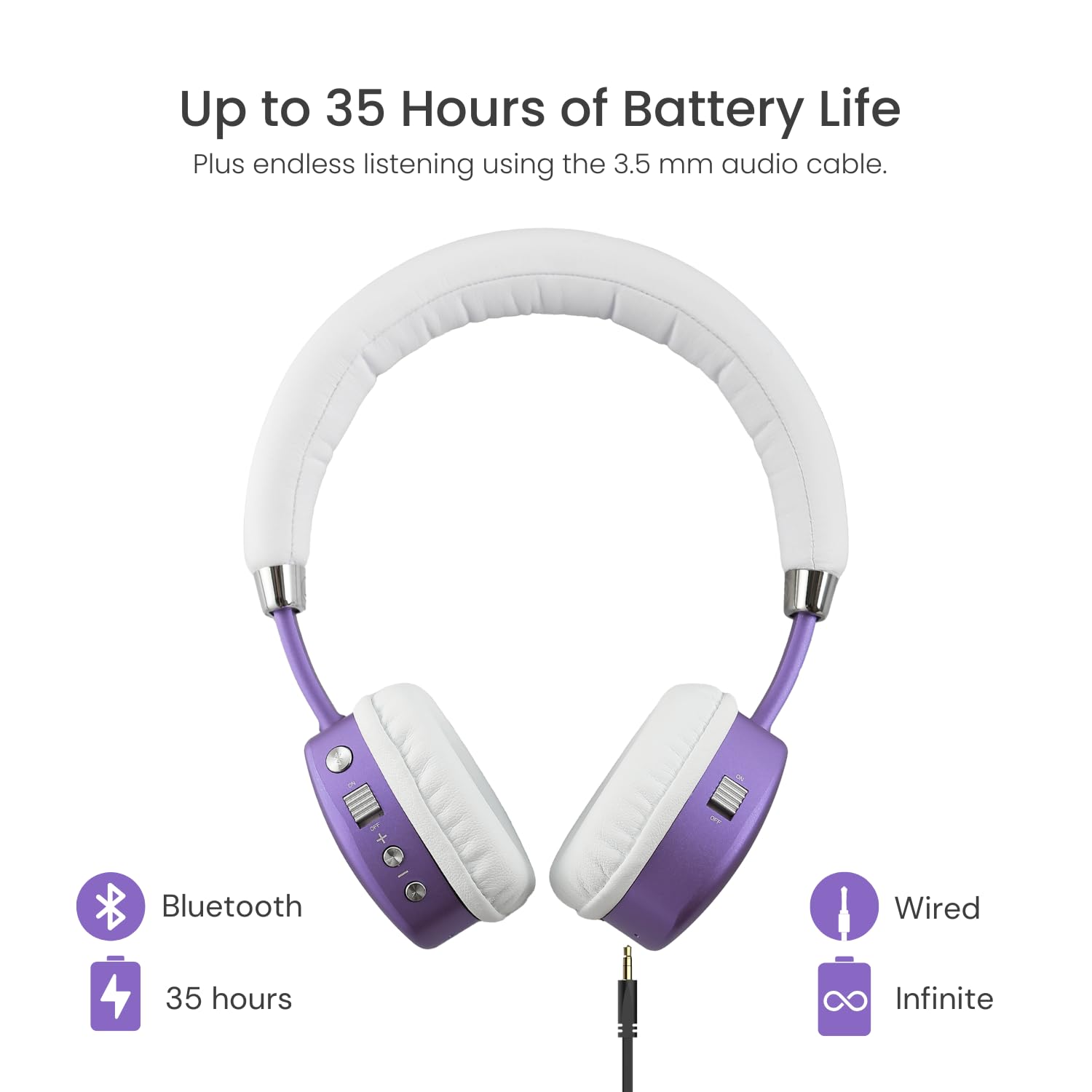 Puro Sound Labs PuroQuiet Plus Kids Bluetooth Headphones with Active Noise Cancelling - Volume Limited, Lightweight Over-Ear Design, Built-in Mic for Safe Listening - Studio-Grade Sound (Purple) - Perfect for School, Travel & Online Learning