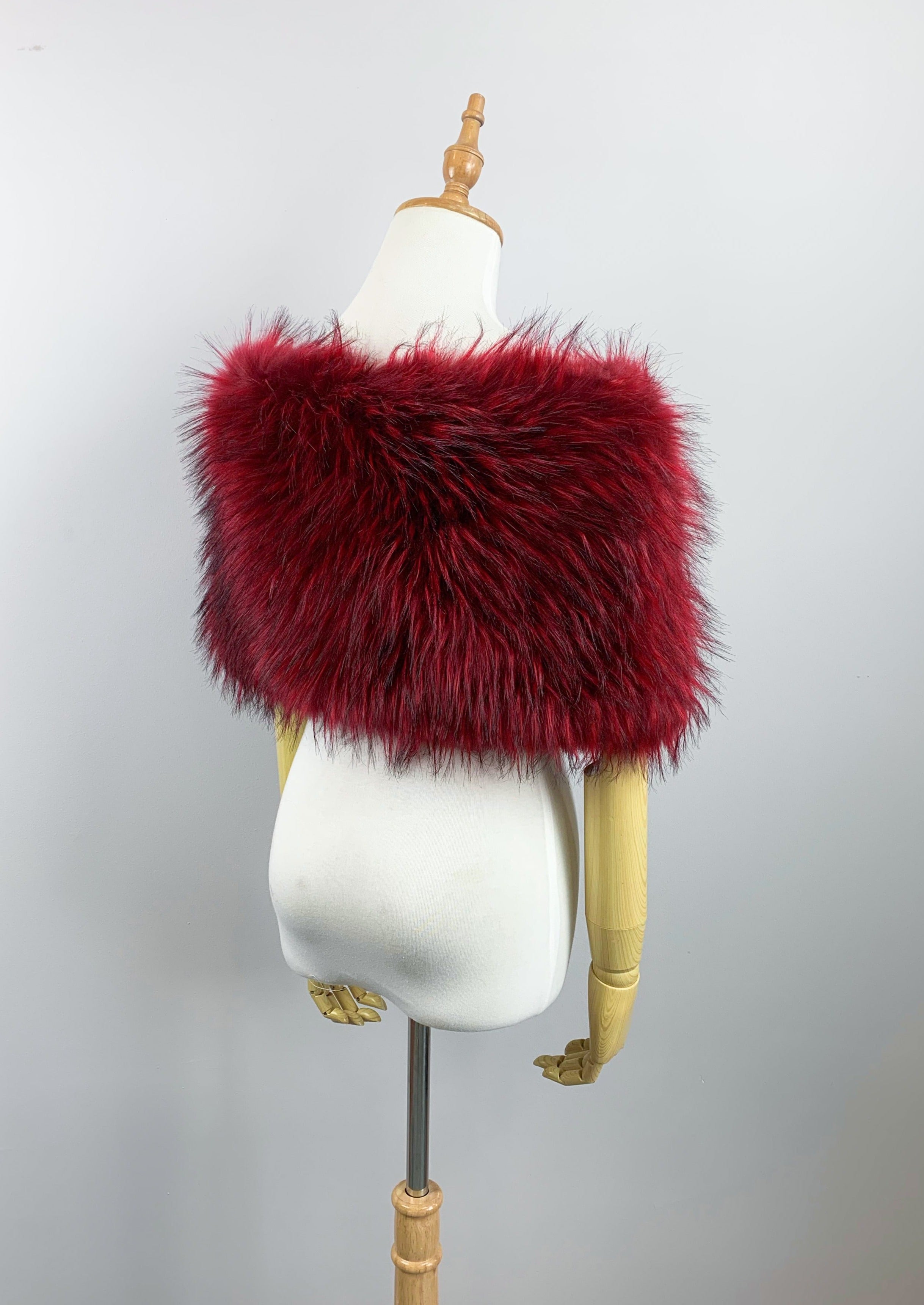 Luxury Red Fur Wrap Shawl - Soft Faux Fur Stole for Women (Serena Red02) - Perfect for Winter Fashion, Evening Parties & Cozy Nights