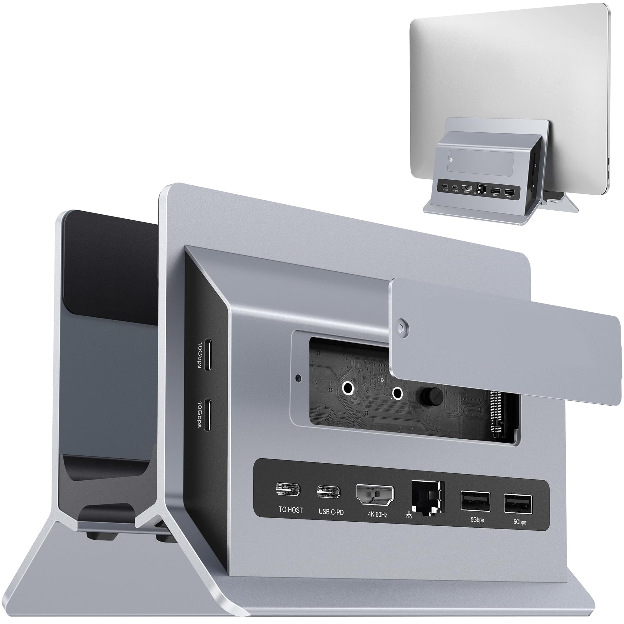 AboveTEK USB C Docking Station for MacBook Pro/Air - 4K HDMI, M.2 SSD Expansion, 2x 10Gbps USB-C, 2x USB, PD3.0, Ethernet, SD/TF Card Reader - Perfect for Home Office, Gaming & Video Editing Workspaces