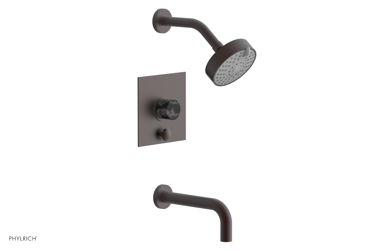 Premium BASIC II Pressure Balance Tub and Shower Set - Black Marble Finish, Model 230S 28 | Ideal for Modern Bathrooms & Spa-Like Showers