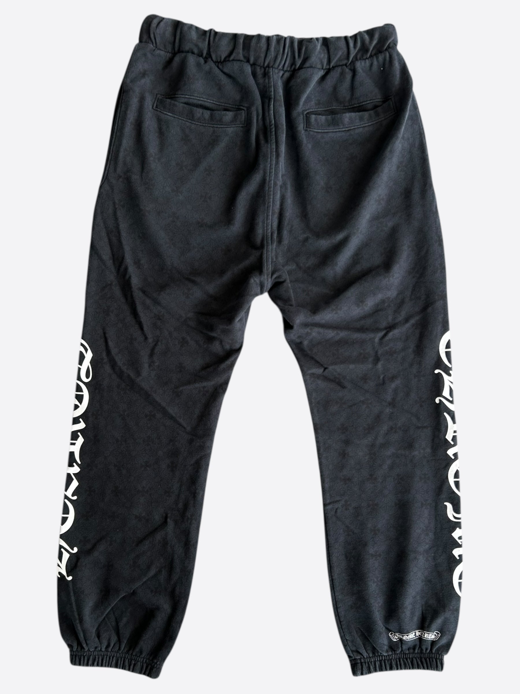 Chrome Hearts Black & White Horseshoe Logo Cross Jacquard Sweatpants for Men - Stylish Luxury Sweatpants for Casual Wear & Street Fashion