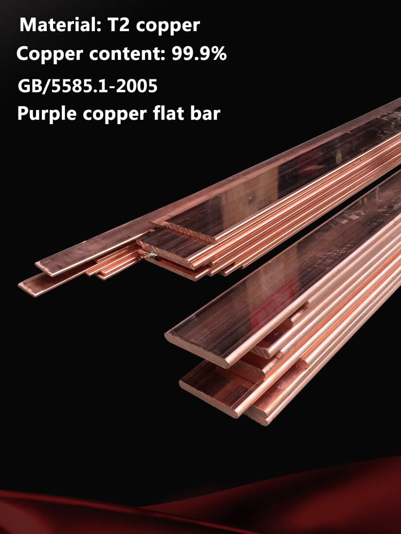 High Purity C110 Copper Flat Bar 3mm x 20mm x 1000mm - 99% Pure T2 Copper Bus Bar for Electrical Conductors, Grounding, and DIY Projects - Perfect for Electrical Panels, Solar Systems, and Metal Fabrication