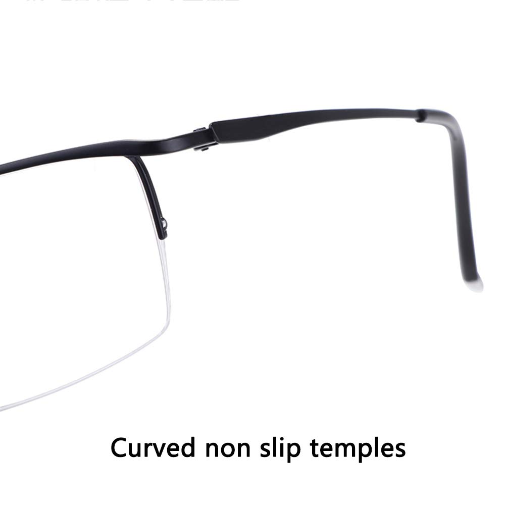 Progressive Multi-Focus Anti-Blue Light Reading Glasses for Men - Pure Titanium Frame Anti-Fatigue Computer Glasses (Black, +1.00) - Perfect for Office Work, Gaming & Digital Screen Use