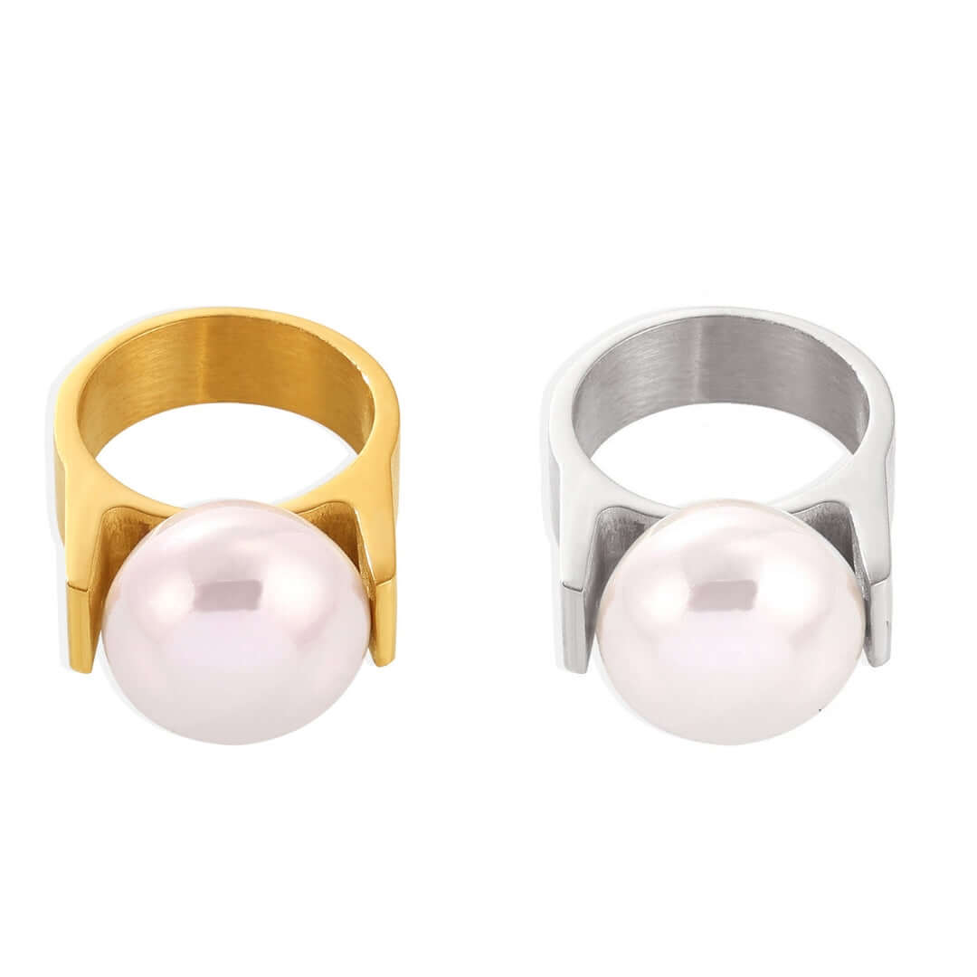 Exaggerated Pearl Gold Thumb Statement Ring for Women | Bold Fashion Jewelry | Perfect for Parties, Weddings & Special Occasions