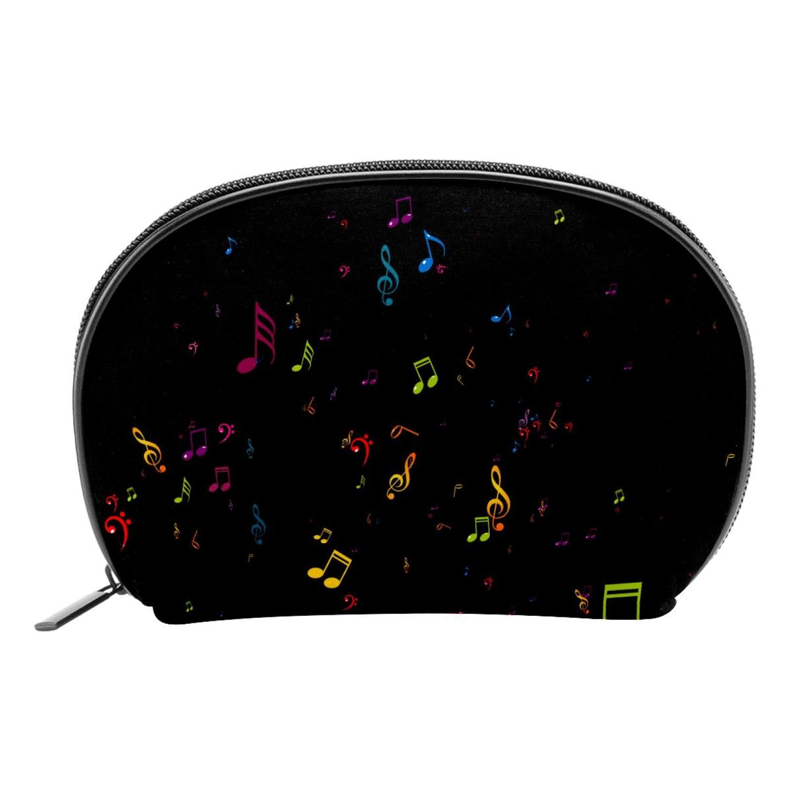 Stylish Reusable Semicircle Makeup Bag with Colorful Music Note Design - Perfect Cosmetic Pouch for Women & Girls - Ideal for Travel, Gym, and Daily Organizer