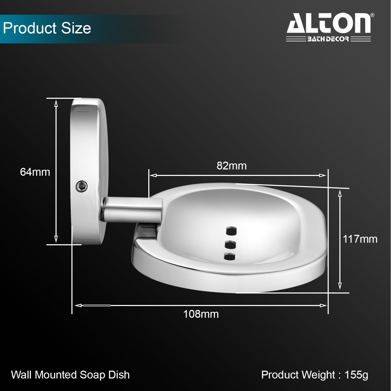 ALTON BTA30120 Stainless Steel Soap Dish Holder - Wall Mounted Bathroom Soap Stand for Wash Basin & Shower - Durable Chrome Soap Case for Modern Bathroom Accessories | Perfect for Home, Hotel & Spa Use