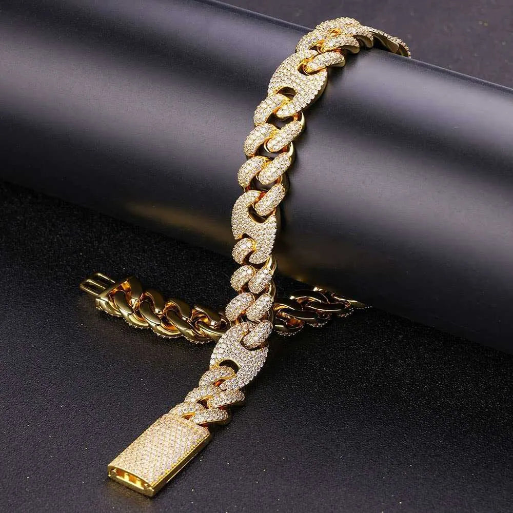 14K Gold Plated Moissanite Cuban Link Chain Necklace for Men & Women | Iced Out Hip Hop Jewelry | Perfect for Parties, Weddings & Everyday Wear