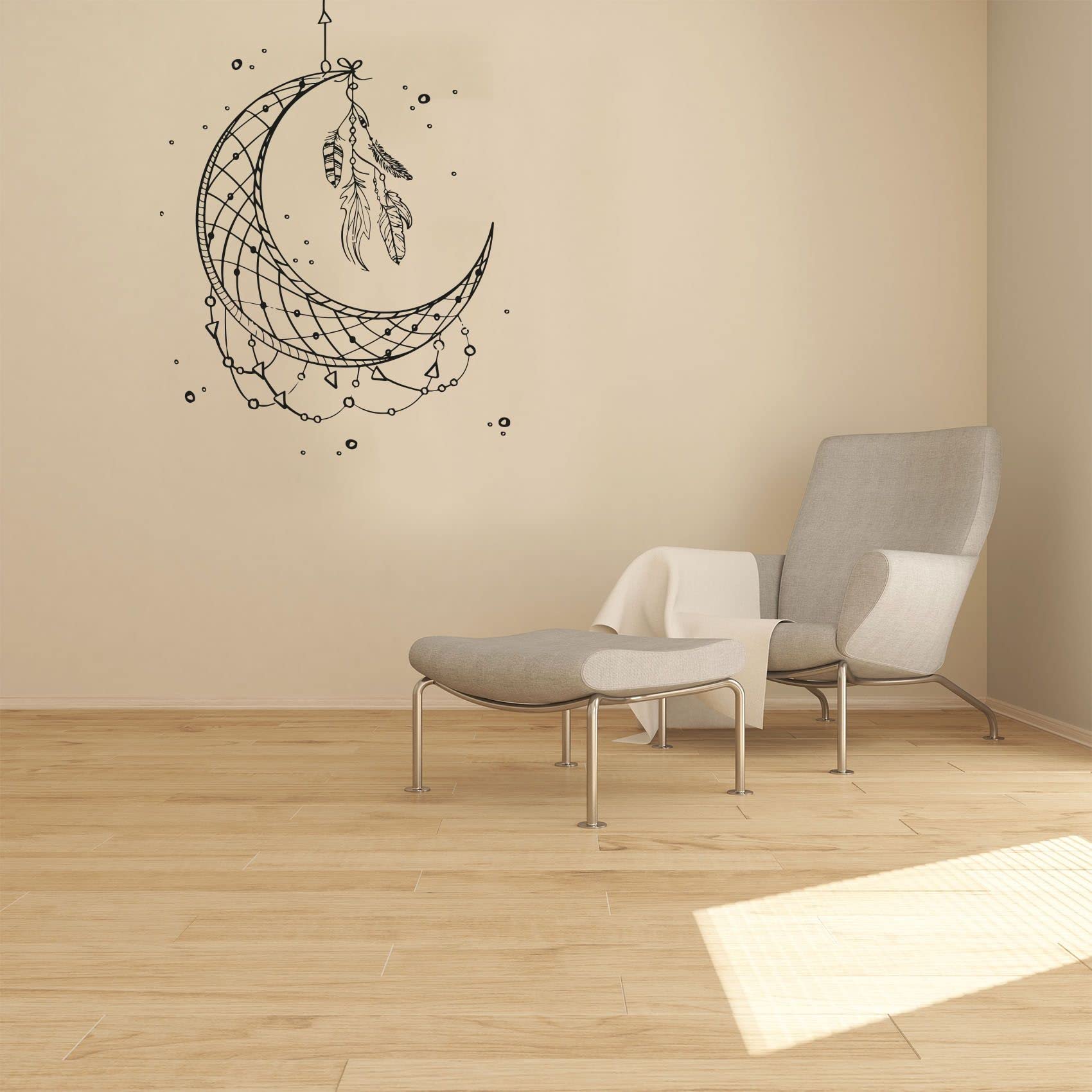 Moon Dream Catcher Wall Decal - Boho Chic Abstract Vinyl Sticker Art for Nursery, Kids Bedroom & Home Decor (30x40 inch) | Perfect for Bohemian Style Rooms, Teen Girls' Bedrooms & Nursery Wall Accents