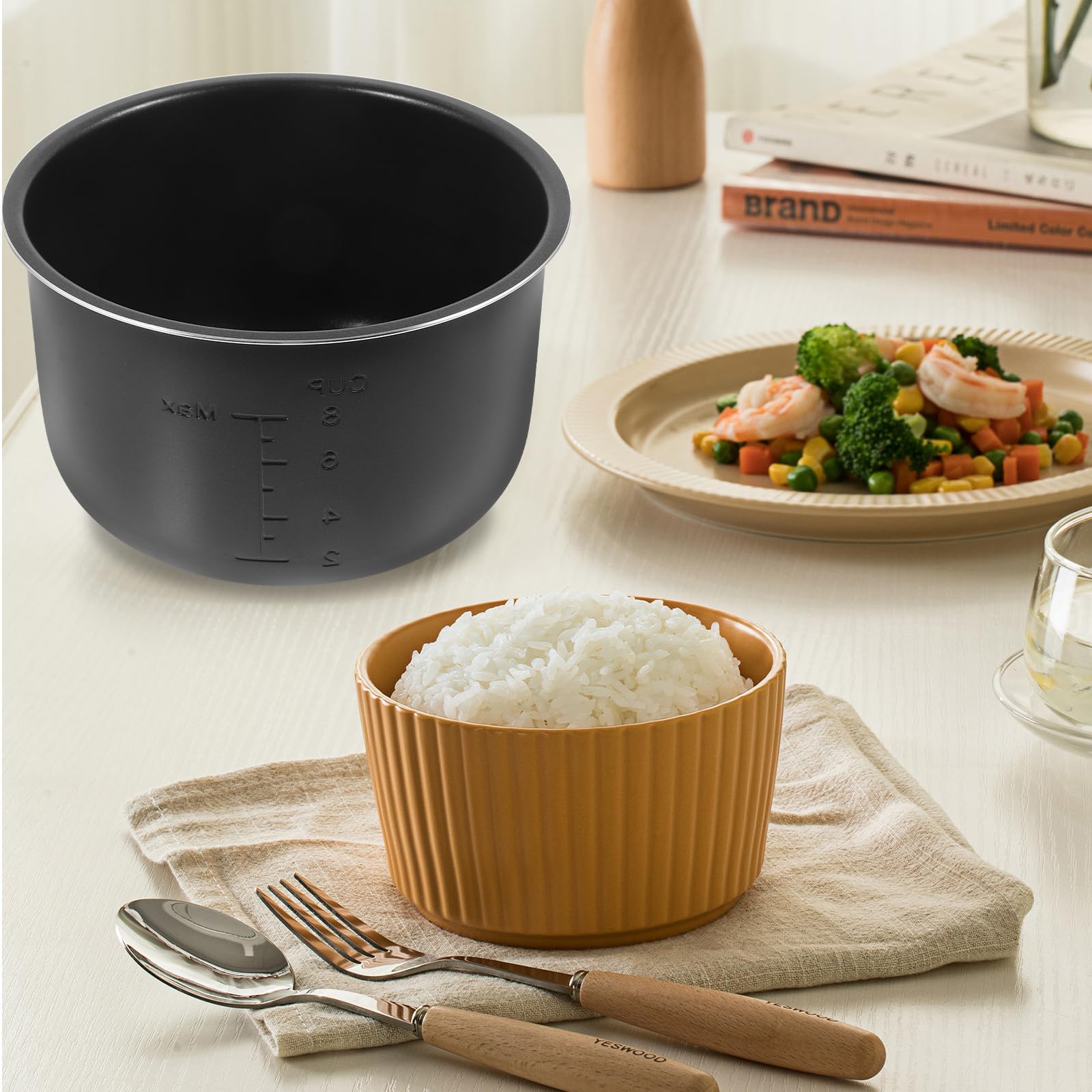 Stainless Steel Rice Cooker Liner & Nonstick Inner Pot Set - Durable Non-Stick Cookware for Perfect Rice - Ideal for Home Kitchens, Dorms, and Camping