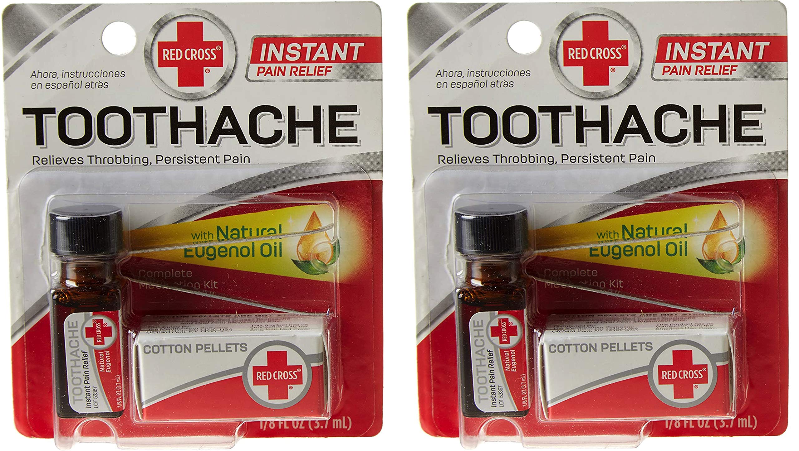 Red Cross Toothache Medication Drops (2 Pack) - Fast Pain Relief for Toothaches & Dental Emergencies - Perfect for Home, Travel & Emergency Dental Care