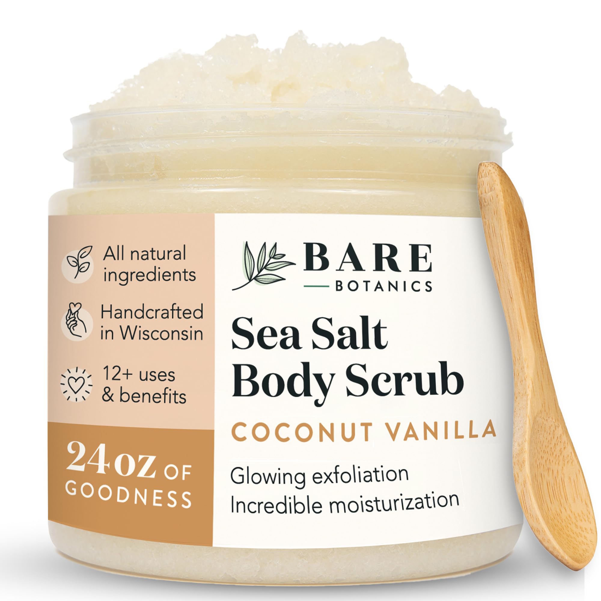 Bare Botanics Bergamot Mint Body Oil & Coconut Vanilla Body Salt Scrub Set - Custom Formulated for Hydration & Exfoliation - Perfect for Spa Day, Self Care & Gift Giving